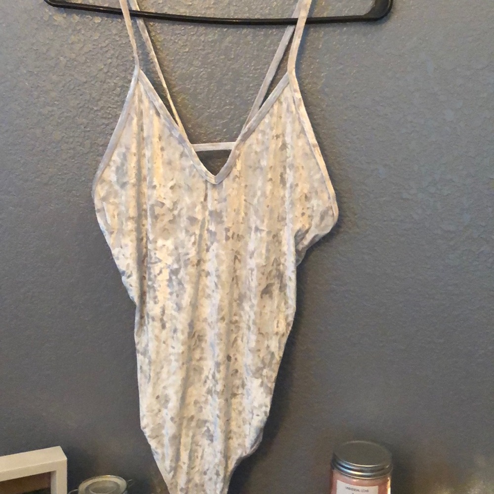 Silver Velvet body suit